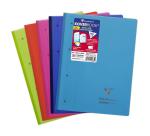 Bloc de cours agrafé grand côté Koverbook A4+ 160 pages détachables perforé 4 trous ligné + marge couverture polypropylène transparent - Assortis