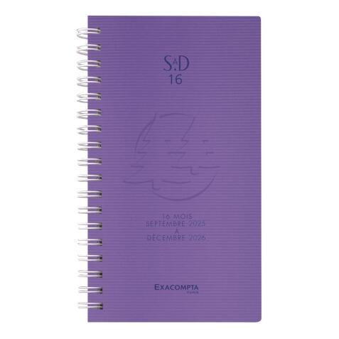 Agenda de poche SAD 16S Linicolor 9 x 16 cm Semainier Septembre 2025 à Décembre 2026 - 16 mois. - Violet