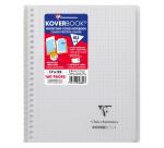 Cahier reliure intégrale enveloppante Koverbook 17x22cm 160 pages petits carreaux couverture polypropylène transparent - Assortis