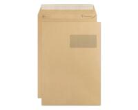 Boite de 250 Pochettes Kraft Milleraies Brun C4-229x324 mm - Auto-Adhésives - 90g/m2 - Fenêtre 50x100 (position 50/20) - Brun