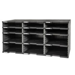 Module de classement Modulodoc - set 12 cases sans tiroirs Ecoblack - Gris foncé