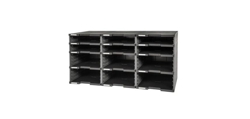 Module de classement Modulodoc - set 12 cases sans tiroirs Ecoblack - Gris foncé