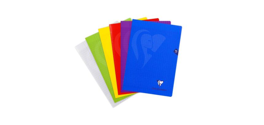 Cahier piqué Mimesys A4 96 pages grands carreaux couverture polypropylène Couleur aléatoire - Assortis