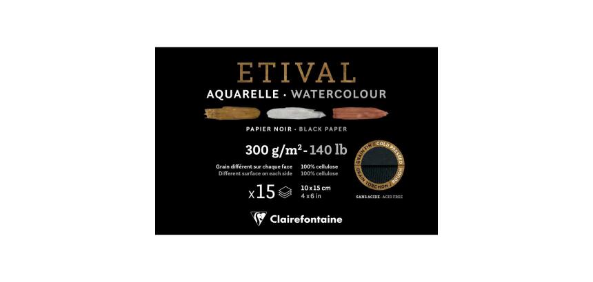 Etival Noir bloc collé 1 côté 15F 10x15cm 300g double grain