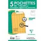 Paquet de 5 Pochettes Kraft Adour Brun 176x250mm - Auto-Adhésives - 90g/m2 - Brun