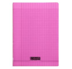 Cahier piqué 8000 POLYPRO A4 96 pages grands carreaux 90 g - Rose