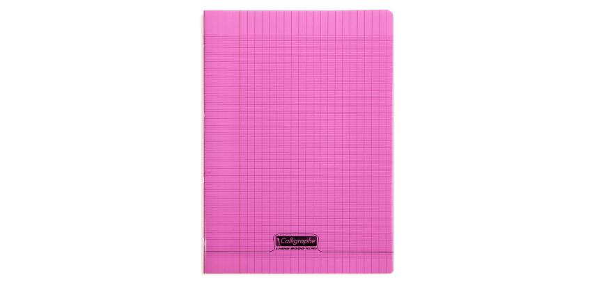 Cahier piqué 8000 POLYPRO A4 96 pages grands carreaux 90 g - Rose