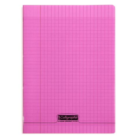Cahier piqué 8000 POLYPRO A4 96 pages grands carreaux 90 g - Rose