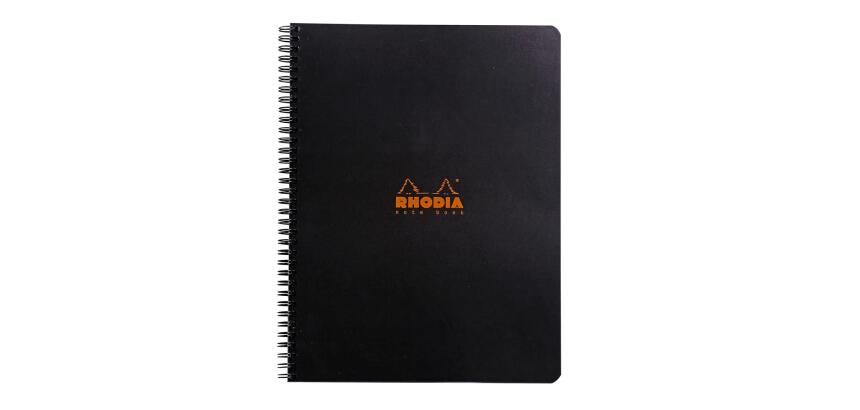 Notebook Rhodia Classic reliure intégrale 22,5x29,7 cm 160 pages ligné avec marge et cadre en-tête détachables 80g - Noir