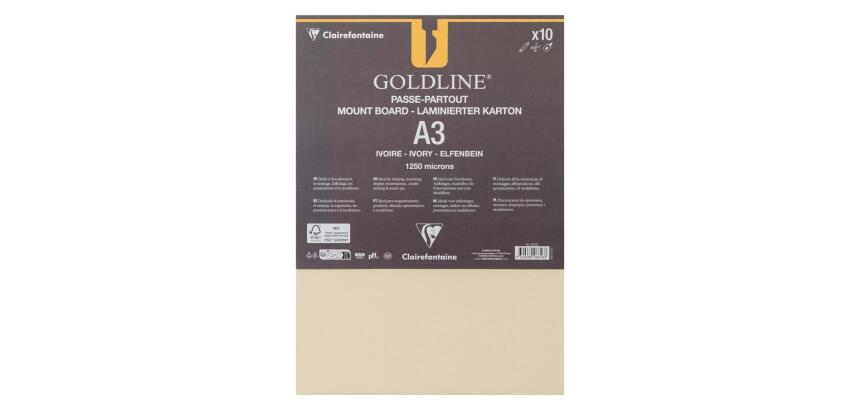 Clairefontaine Goldline Mount Board - A3 - 10 Sheets - 1.25mm - Ivory