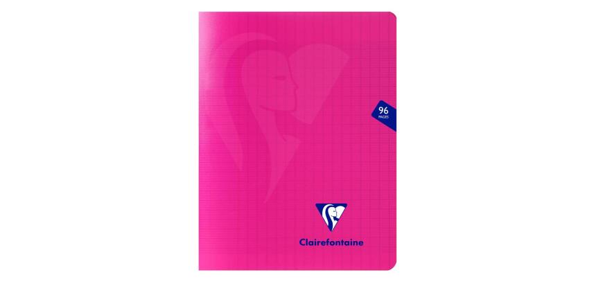 Cahier piqué Mimesys 17x22cm 96 pages grands carreaux couverture polypropylène Rose - Rose