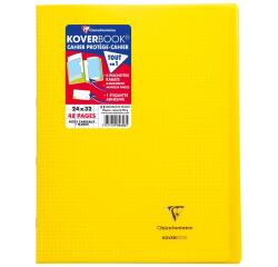 Koverbook, Heft 24x32 cm, 24 Blatt 90g, kariert 5/5 mit Rand, Einband aus transparentem Polypropylen - Gelb
