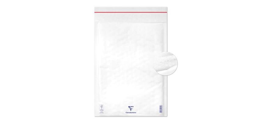 Boite de 50 Pochettes Blanches Matelassées de Film à Bulles 300x440 mm - Auto-adhésives - Blanc