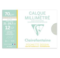 Papier Calque pochette 12F A4 70/75g millimétré