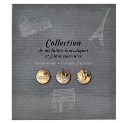 Carpeta de MONEDAS TURÍSTICAS 25,5x28 cm - Capacidad: 50 monedas turísticas o fichas de recuerdo (34 mm). - Gris