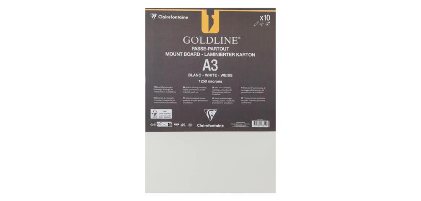 Goldline contrecollé pour passe-partout paquet 10F A3 1,25mm - Blanc