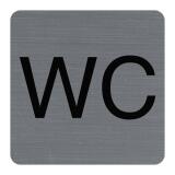 Plaque adhésive imitation aluminium WC 7,5x7,5 cm - Gris