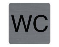 Sign adhesive aluminium effect WC 7.5x7.5 cm - Grey