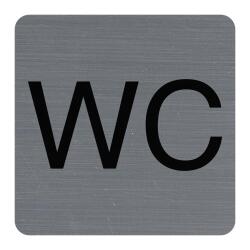 Plaque adhésive imitation aluminium WC 7,5x7,5 cm - Gris