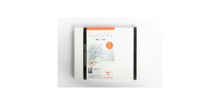 Fontaine Aquarelle carnet cousu 24F 21x16cm 300g grain satiné (papier buvard) - Blanc