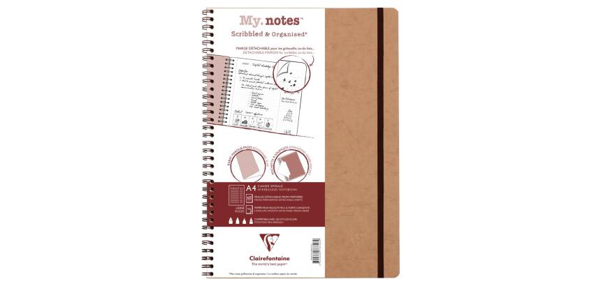 My.Notes Age Bag cahier reliure intégrale à marges détachables A4 120 pages détachables ligné + cadre en-tête - Tabac