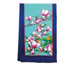 Echarpe 100% soie - 145x43cm Magnolias - Blanc
