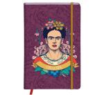 Frida Kahlo, Carnet rembordé rigide A6 10,5x14,8 cm, 160 pages, uni, marque page, fermeture élastique, ass.
