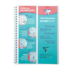 Carnet de vocabulaire reliure intégrale Koverbook A5 100 pages ligné + marge centrale couverture polypropylène transparent - Incolore