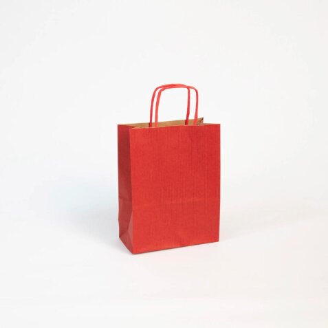 Paq.25 sacs kraft vergé, 16x8x21cm,Rouge - Rouge