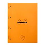Rhodia Side bloc agrafé côté A4+ 22,3x29,7 cm 80 feuillets petits carreaux 5x5 mprf + perforation 4 trous 80g - Orange