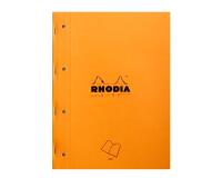 Rhodia Side bloc agrafé côté A4+ 22,3x29,7 cm 80 feuillets petits carreaux 5x5 mprf + perforation 4 trous 80g - Orange