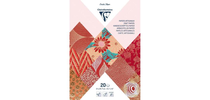 PAPIER ARTISANAL, Bloc encollé de 20 feuilles au format 21x29,7cm