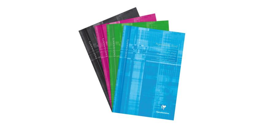 Agenda de bord enseignant 6 colonnes modèle allégé (19 semaines) piqué A4 72 pages Couleur aléatoire - Assortis