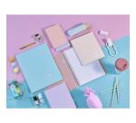 Cahier piqué Koverbook Blush 24x32cm 96 pages grands carreaux couverture polypropylène opaque bicolore - Menthe à l'eau/Rose poudré
