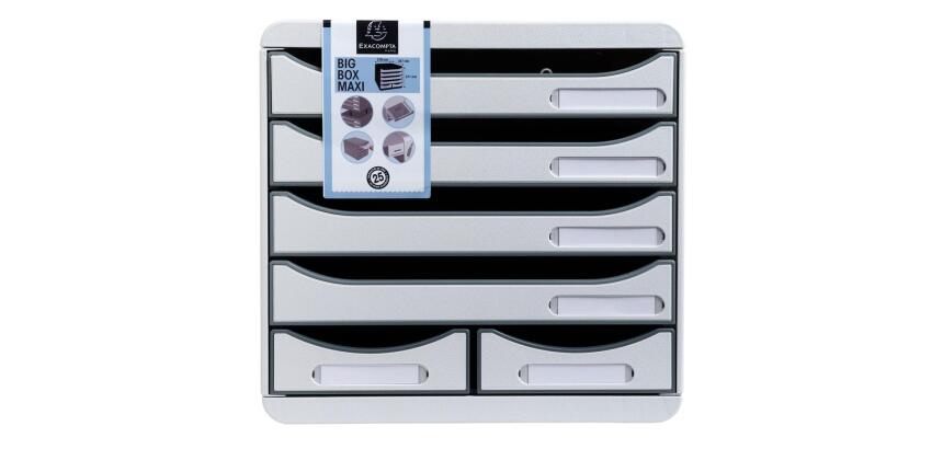 Module de classement Big Box Maxi 6 tiroirs Office - Gris lumière