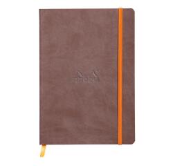 Rhodiarama softcover notitieboek A5, 80 blad gestippeld ivoorkleurig papier van 90g, sluiting met elastiek - Chocolade