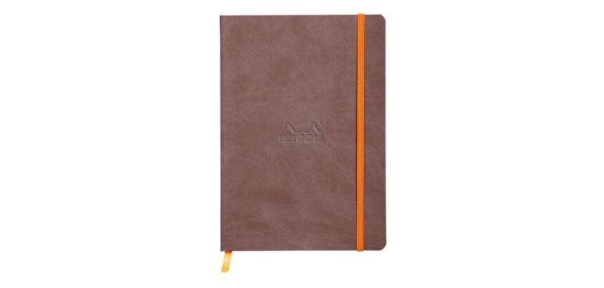 Rhodiarama carnet souple A5 160 pages dot papier ivoire 90g fermeture élastique - Chocolat