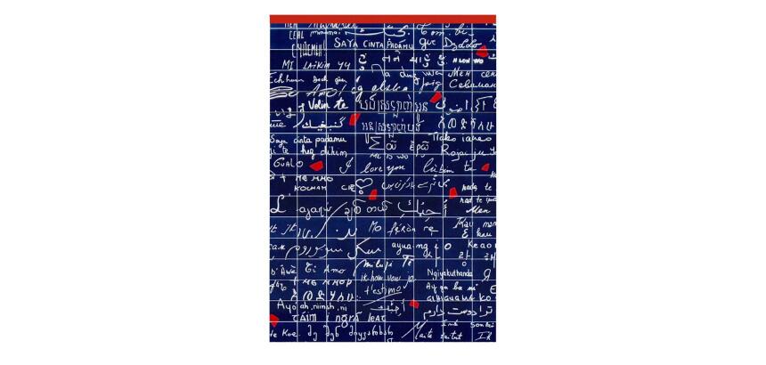 Le Mur des Je t'aime, Bloc entoilé entête A6 10,5x14,8 cm, 70 feuillets, ligné