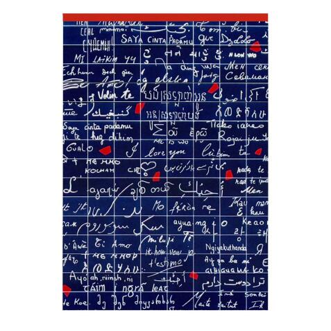 Le Mur des Je t'aime, Bloc entoilé entête A6 10,5x14,8 cm, 70 feuillets, ligné