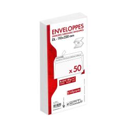 Paquet de 50 Enveloppes Blanches DL-110x220mm - Auto-Adhésives - 80g/m2 - Blanc