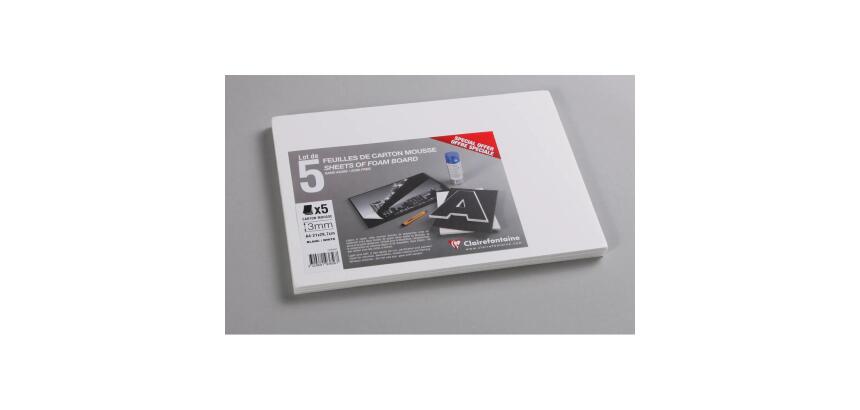 Carton Mousse lot 5 feuilles A4 3mm - Blanc