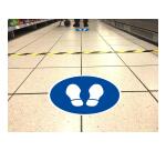 Panneau PVC adhésif antidérapant Obligation arrêt 35 cm - Bleu