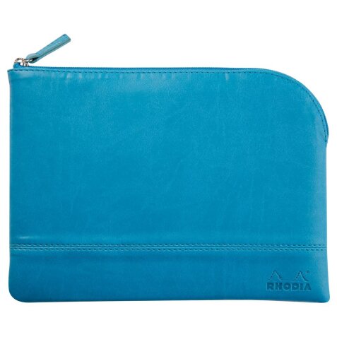 Rhodiarama pochette zippée en simili cuir - taille M (16x22 cm) - Turquoise