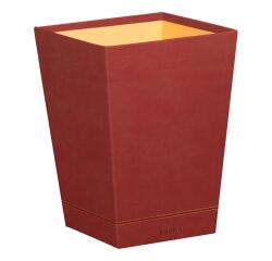 Rhodiarama corbeille à papier simili cuir italien 27x27x32 cm - Nacarat