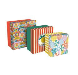 Dolce Amore, Set de 3 boîtes gigognes carrées 25x25x12 cm, 20x20x11cm, et 16x16x10 cm