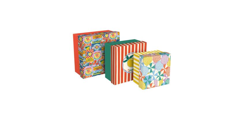 Dolce Amore, Set de 3 boîtes gigognes carrées 25x25x12 cm, 20x20x11cm, et 16x16x10 cm