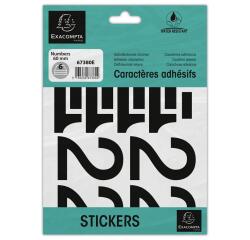 Pack of adhesive numbers 0-9 Black 60 mm - Black