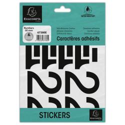 Pack of adhesive numbers 0-9 Black 60 mm - Black