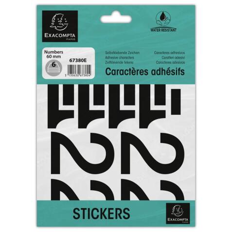 Pack of adhesive numbers 0-9 Black 60 mm - Black