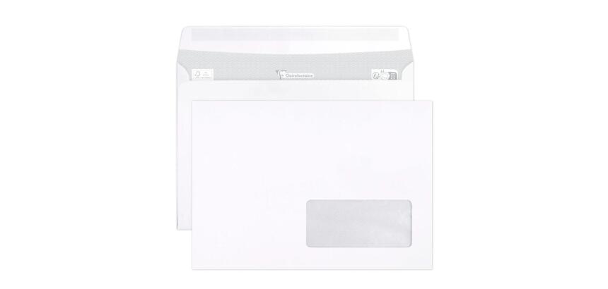 Boite de 500 Enveloppes Blanches C5-162x229mm - Auto-Adhésives - 90g/m2 - Fenêtre Papier Cristal 45x100 (position 20/20) - Blanc